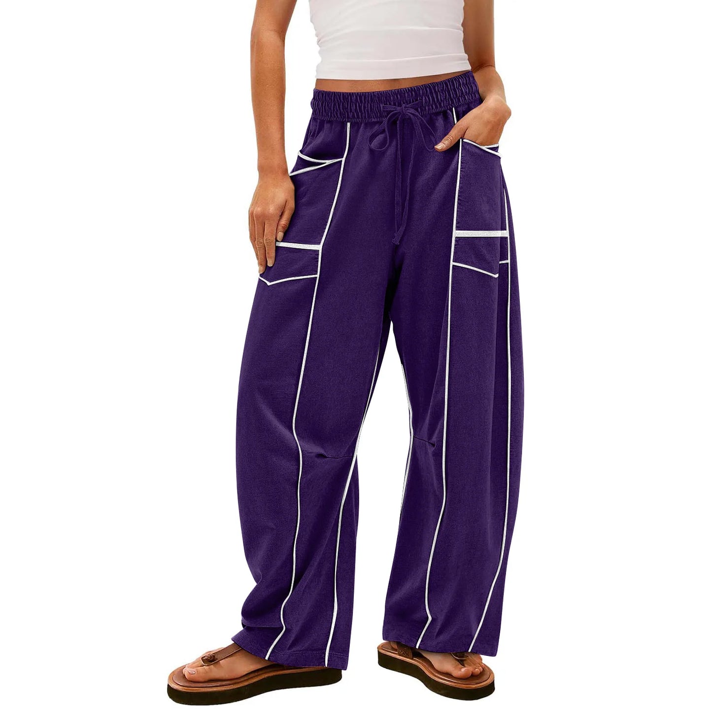 Women's Wide-Leg Drawstring Pants – Casual Summer Style