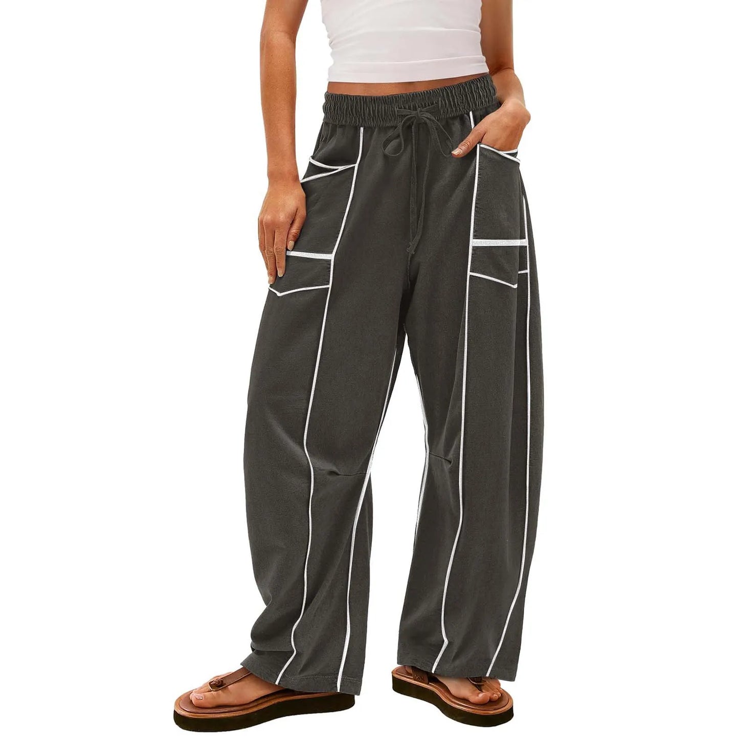 Women's Wide-Leg Drawstring Pants – Casual Summer Style