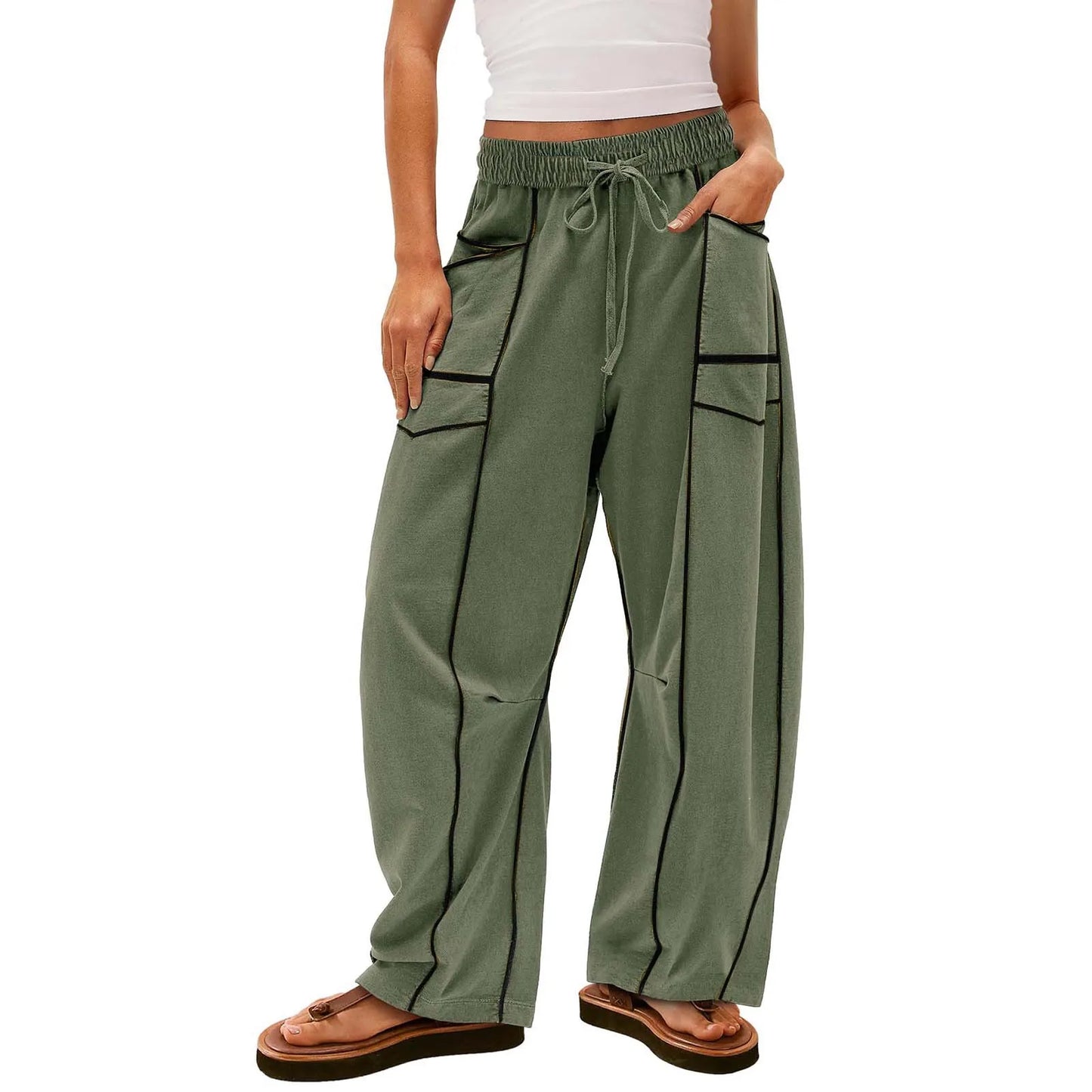 Women's Wide-Leg Drawstring Pants – Casual Summer Style