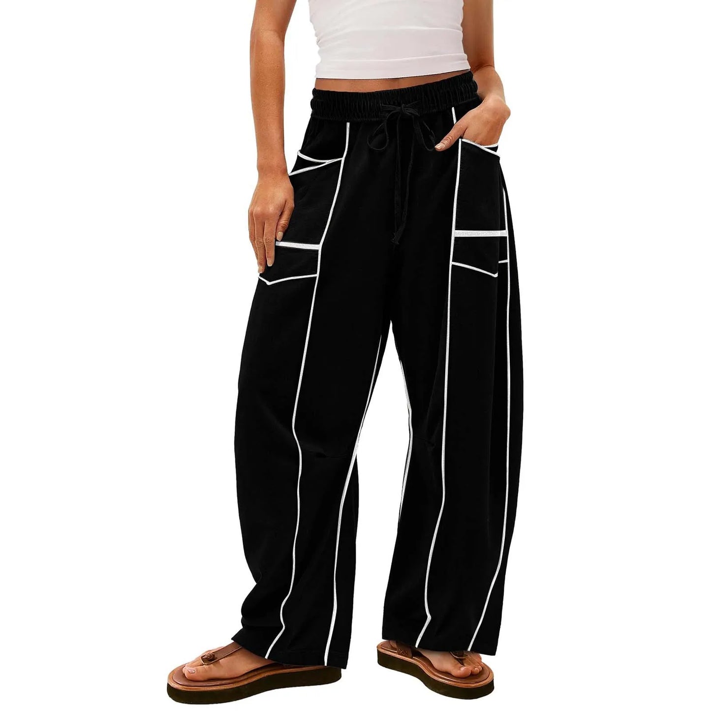 Women's Wide-Leg Drawstring Pants – Casual Summer Style