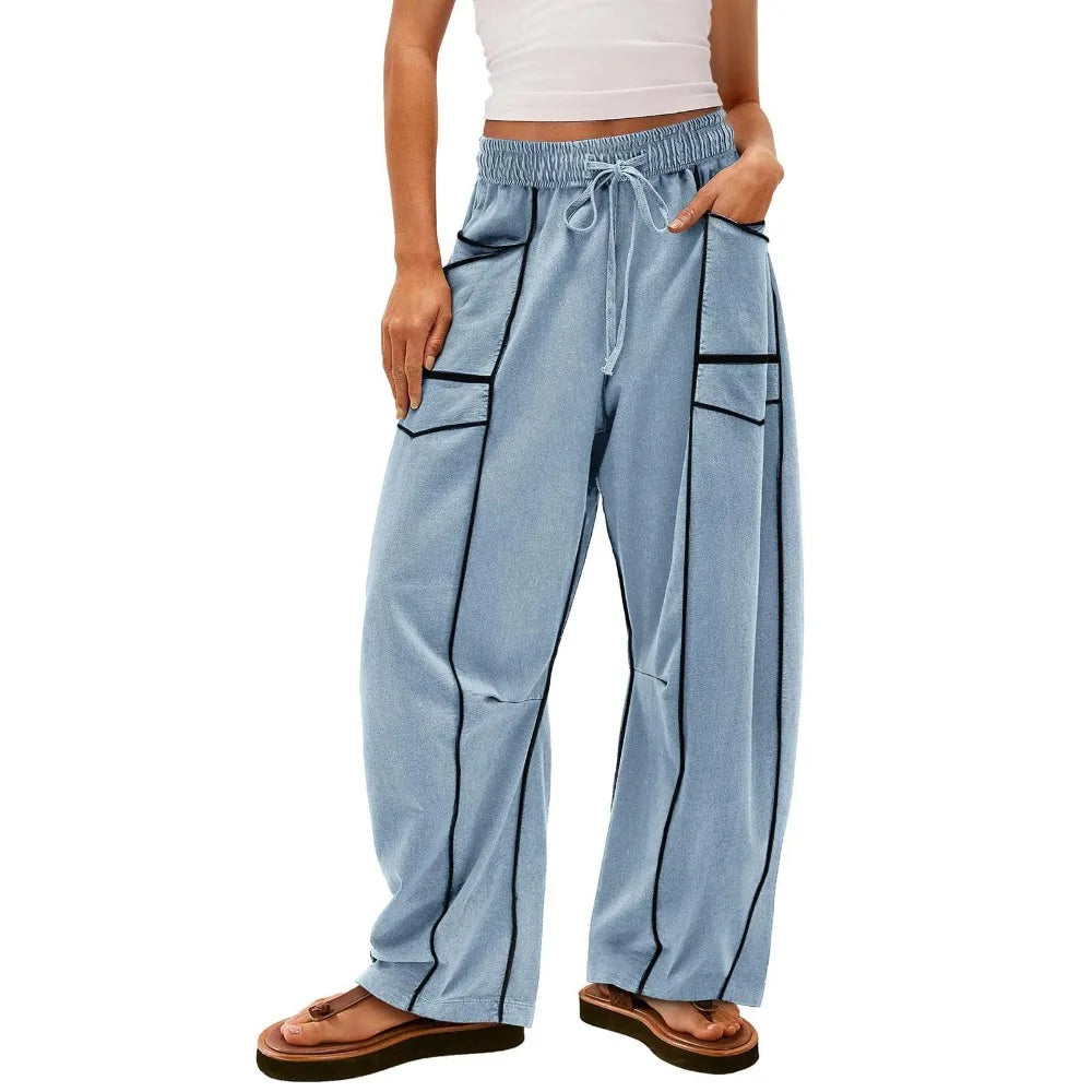 Women's Wide-Leg Drawstring Pants – Casual Summer Style